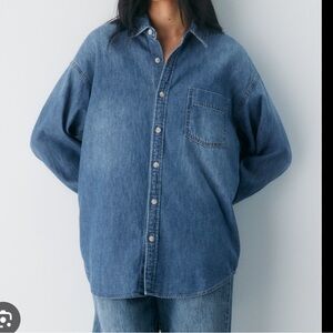 Pistola Light Blue Denim oversized shirt jacket